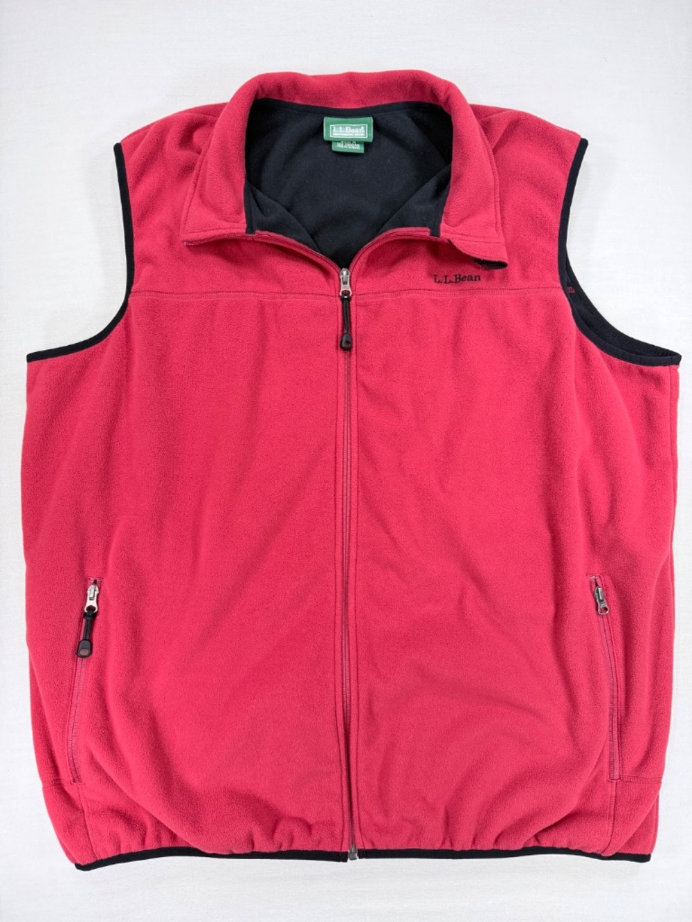 L.L. Bean Men XXL Tall Red Polartec Full Zip Fleece Vest 0AFW9 Vintage - Picture 2 of 7